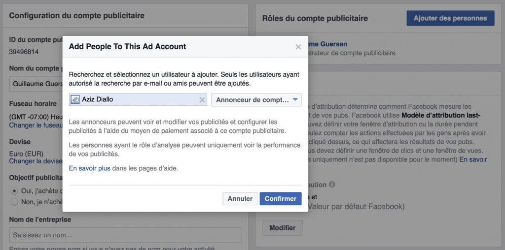 Comment ajouter un administrateur à son compte publicitaire Facebook