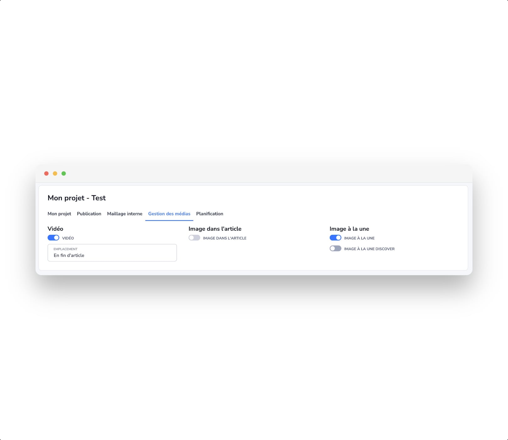 la gestion des images, vidéos et Image à la Une avec Skoatch