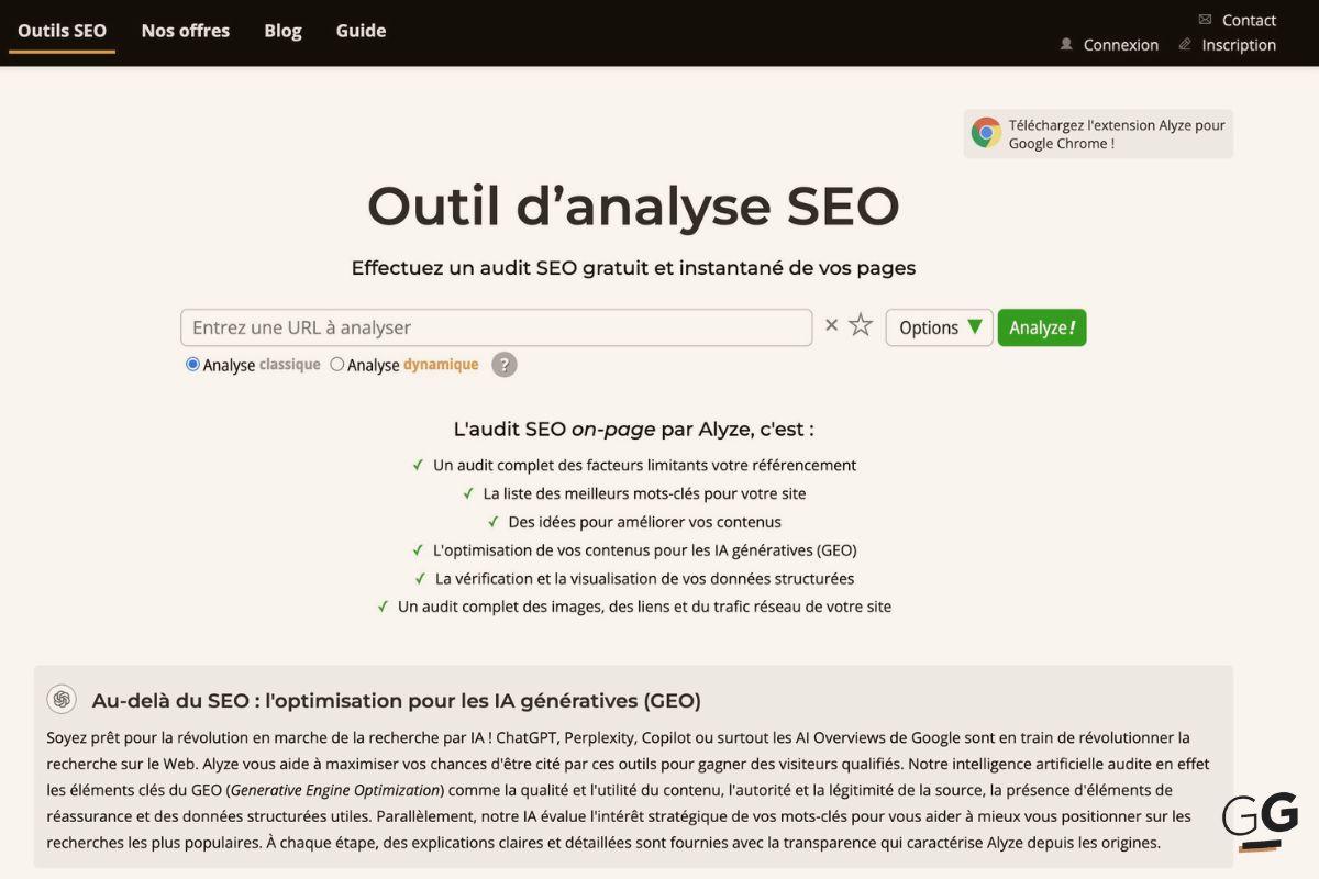 3. Alyze : un outil simple pour analyser le contenu de vos pages