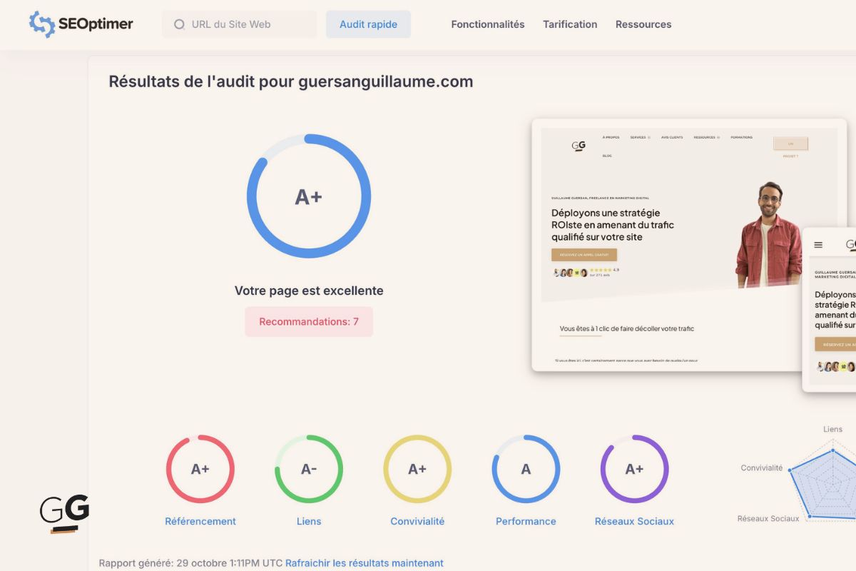 4. SEOptimer : un audit SEO rapide et visuel pour votre site web