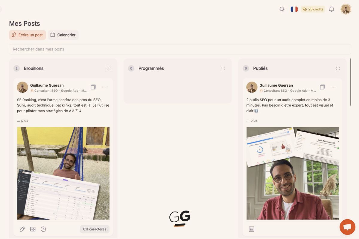 programmer ses posts linkedin avec Kawaak