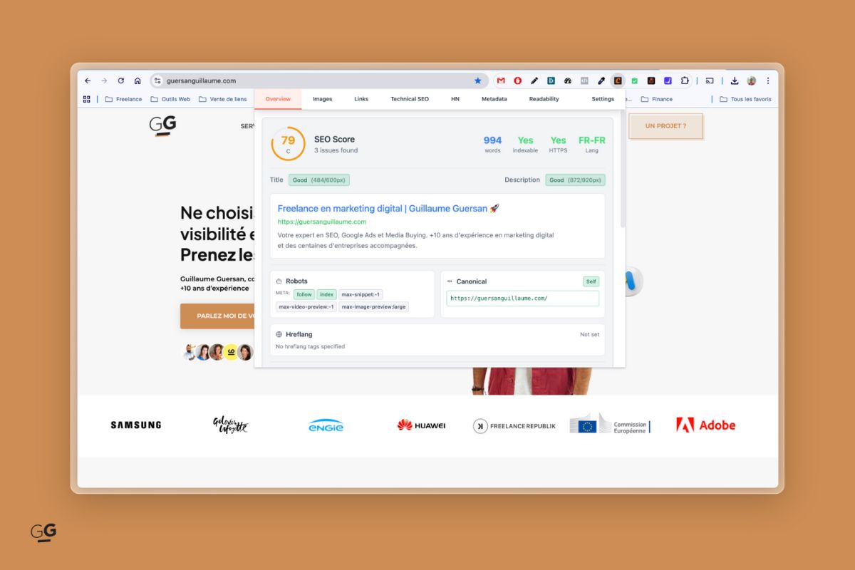 extension chrome Cuik pour des audits On Page