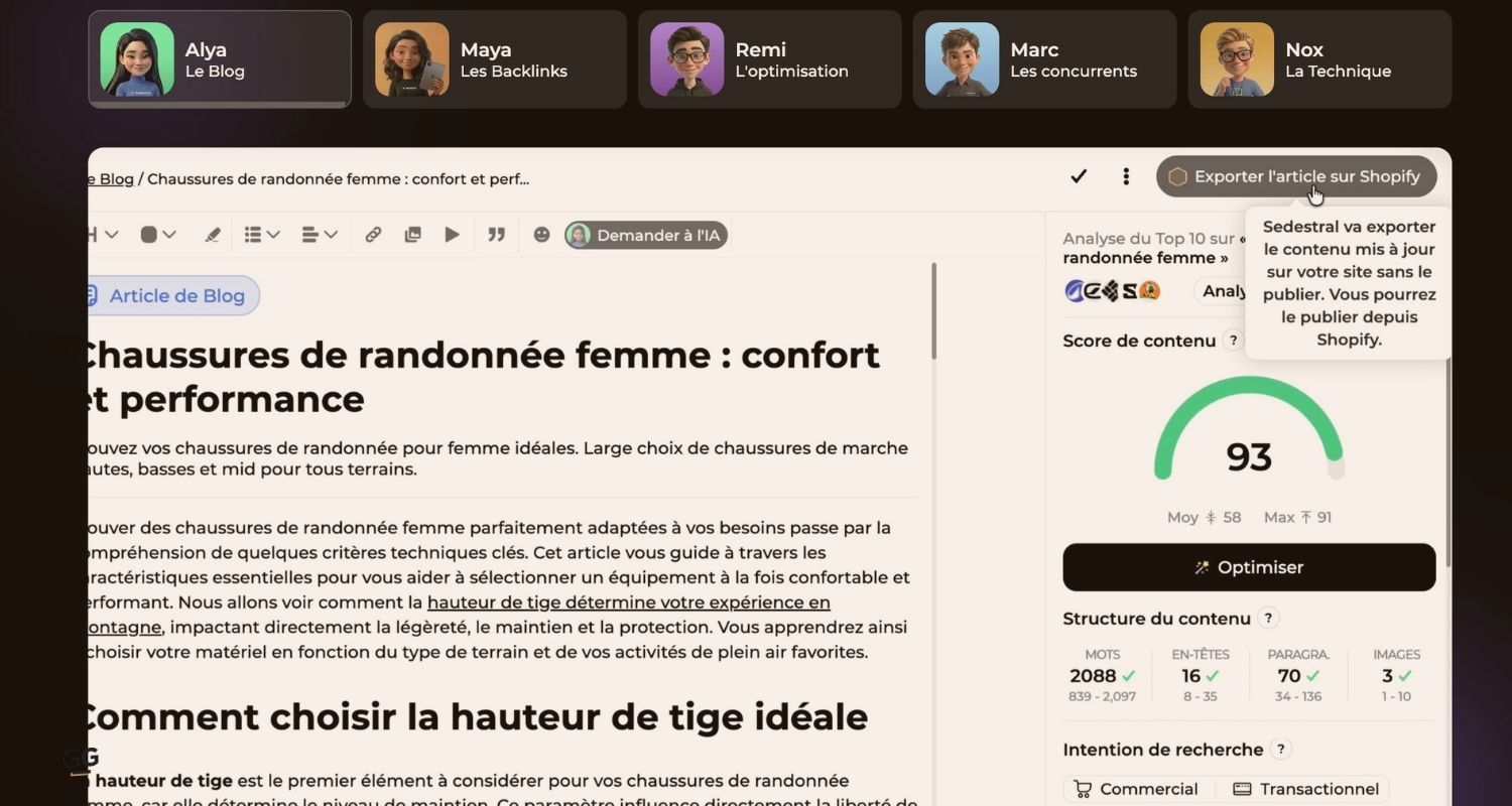 Des agents IA spécialisés pour couvrir tous les piliers du SEO