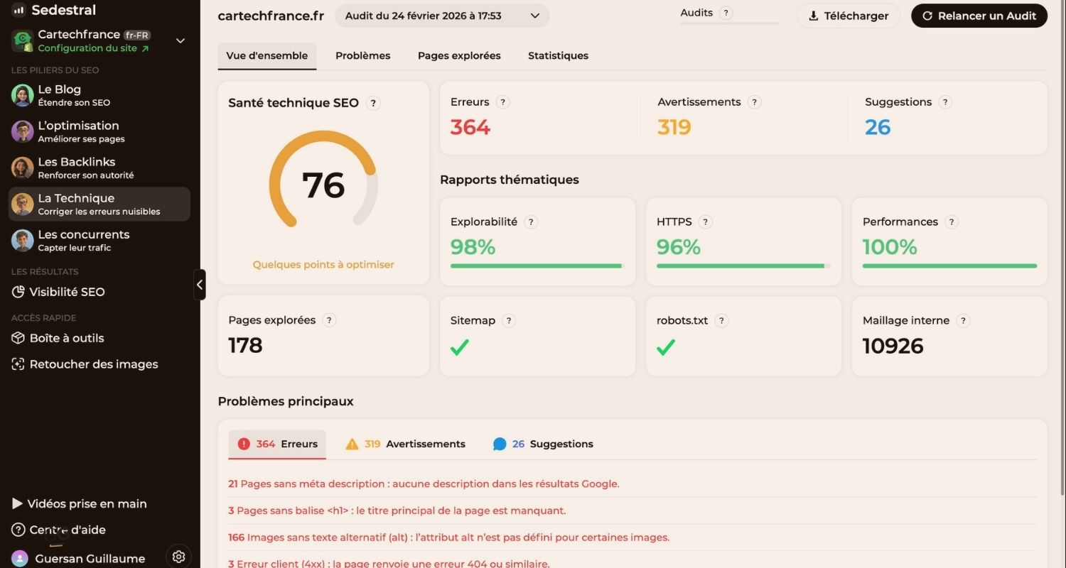 Une analyse technique automatisée pour détecter les erreurs SEO