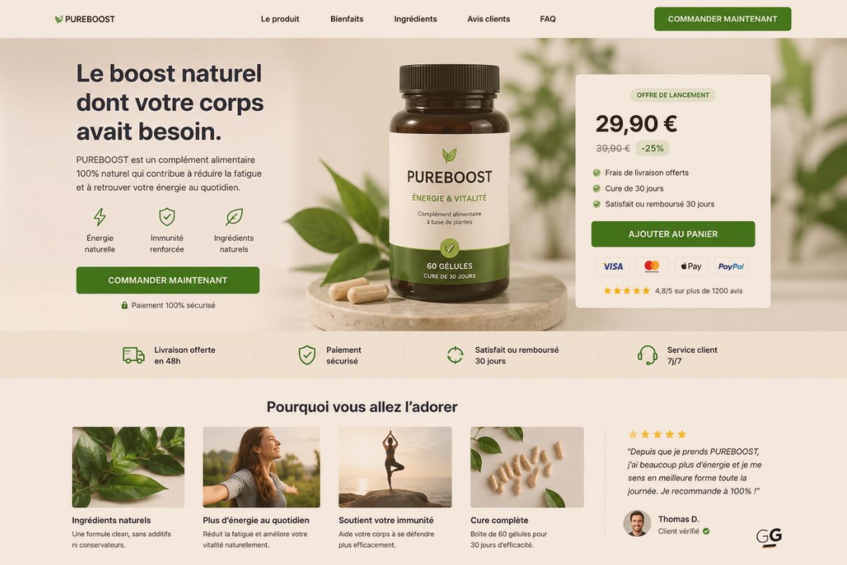 Exemple n°2 : une landing page pour vendre un produit