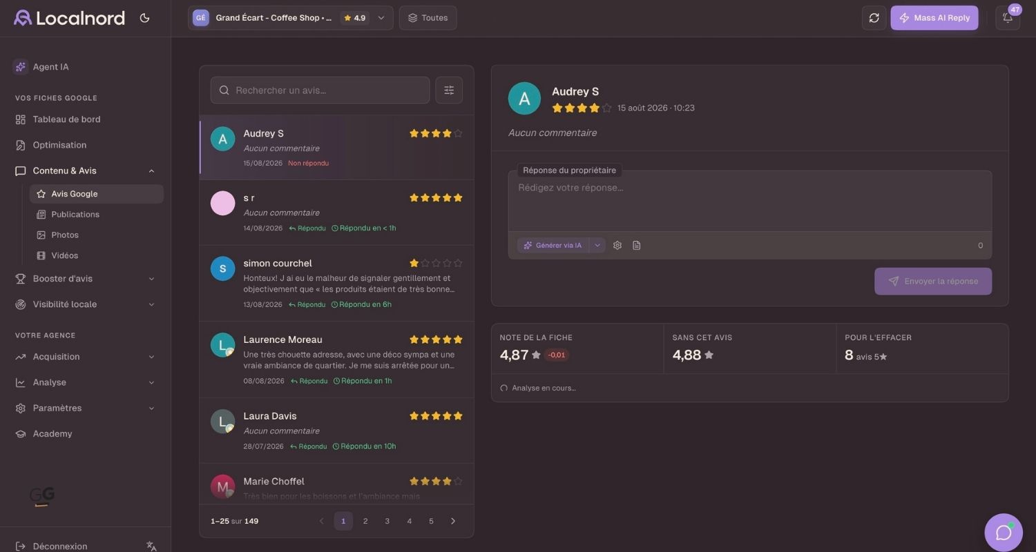 Gestion et automatisation des avis Google