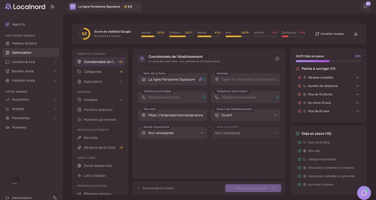 Optimisation des fiches Google Business Profile